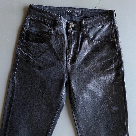 Zara Waxed Finish Full Length Jeans - Picture 4 of 6